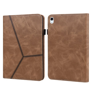 Solid Color Embossed Striped Smart Leather Case For iPad Air 2022 / Air 2020 10.9(Brown)