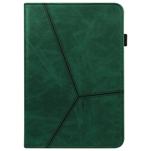 Solid Color Embossed Striped Smart Leather Case For iPad Air 2022 / Air 2020 10.9(Green)