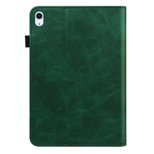 Solid Color Embossed Striped Smart Leather Case For iPad Air 2022 / Air 2020 10.9(Green)