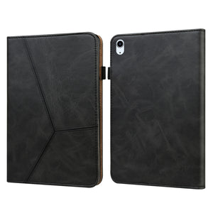 Solid Color Embossed Striped Smart Leather Case For iPad Air 2022 / Air 2020 10.9(Black)