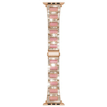 22mm Metal Opal Watch Band For Apple Watch Series 8&7 41mm / SE 2&6&SE&5&4 40mm / 3&2&1 38mm(Rose Gold+Pink)