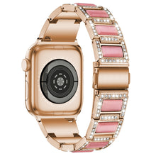 22mm Metal Opal Watch Band For Apple Watch Series 8&7 41mm / SE 2&6&SE&5&4 40mm / 3&2&1 38mm(Rose Gold+Pink)