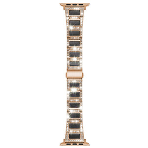 22mm Metal Opal Watch Band For Apple Watch Series 8&7 41mm / SE 2&6&SE&5&4 40mm / 3&2&1 38mm(Rose Gold+Black)