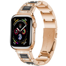 22mm Metal Opal Watch Band For Apple Watch Series 8&7 41mm / SE 2&6&SE&5&4 40mm / 3&2&1 38mm(Rose Gold+Black)