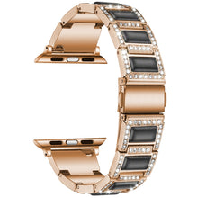 22mm Metal Opal Watch Band For Apple Watch Series 8&7 41mm / SE 2&6&SE&5&4 40mm / 3&2&1 38mm(Rose Gold+Black)