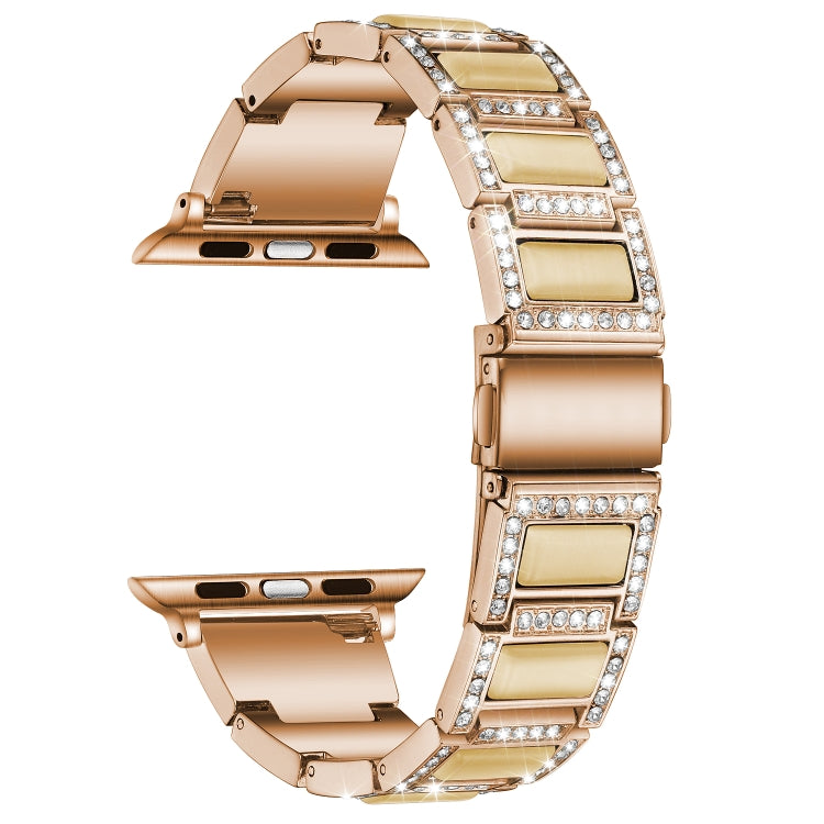 22mm Metal Opal Watch Band For Apple Watch Series 8&7 41mm / SE 2&6&SE&5&4 40mm / 3&2&1 38mm(Rose Gold+Yellow)