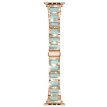 22mm Metal Opal Watch Band For Apple Watch Series 8&7 41mm / SE 2&6&SE&5&4 40mm / 3&2&1 38mm(Rose Gold+Blue)