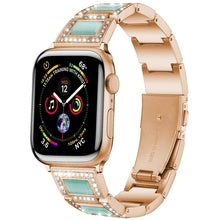 22mm Metal Opal Watch Band For Apple Watch Series 8&7 41mm / SE 2&6&SE&5&4 40mm / 3&2&1 38mm(Rose Gold+Blue)