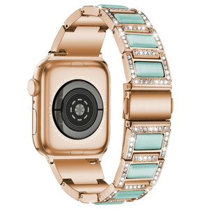 22mm Metal Opal Watch Band For Apple Watch Series 8&7 41mm / SE 2&6&SE&5&4 40mm / 3&2&1 38mm(Rose Gold+Blue)