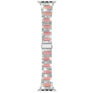 22mm Metal Opal Watch Band For Apple Watch Series 8&7 41mm / SE 2&6&SE&5&4 40mm / 3&2&1 38mm(Silver Pink)