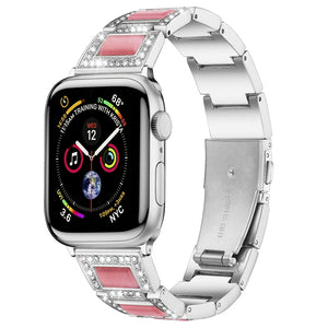 22mm Metal Opal Watch Band For Apple Watch Series 8&7 41mm / SE 2&6&SE&5&4 40mm / 3&2&1 38mm(Silver Pink)