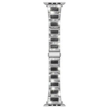 22mm Metal Opal Watch Band For Apple Watch Series 8&7 41mm / SE 2&6&SE&5&4 40mm / 3&2&1 38mm(Silver Black)