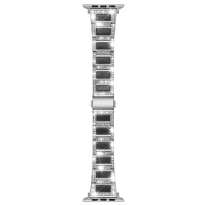 22mm Metal Opal Watch Band For Apple Watch Series 8&7 41mm / SE 2&6&SE&5&4 40mm / 3&2&1 38mm(Silver Black)