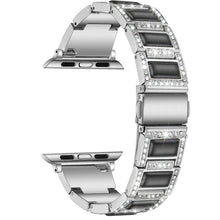 22mm Metal Opal Watch Band For Apple Watch Series 8&7 41mm / SE 2&6&SE&5&4 40mm / 3&2&1 38mm(Silver Black)