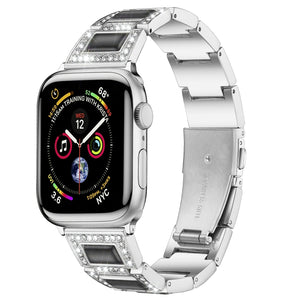 22mm Metal Opal Watch Band For Apple Watch Series 8&7 41mm / SE 2&6&SE&5&4 40mm / 3&2&1 38mm(Silver Black)