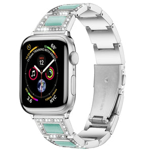 22mm Metal Opal Watch Band For Apple Watch Series 8&7 41mm / SE 2&6&SE&5&4 40mm / 3&2&1 38mm(Silver Blue)