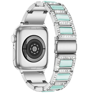 22mm Metal Opal Watch Band For Apple Watch Series 8&7 41mm / SE 2&6&SE&5&4 40mm / 3&2&1 38mm(Silver Blue)