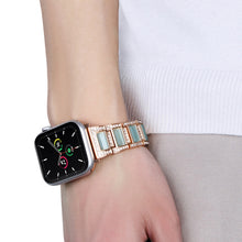 22mm Metal Opal Watch Band For Apple Watch Series 8&7 41mm / SE 2&6&SE&5&4 40mm / 3&2&1 38mm(Rose Gold+Black)