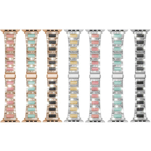 22mm Metal Opal Watch Band For Apple Watch Series 8&7 41mm / SE 2&6&SE&5&4 40mm / 3&2&1 38mm(Silver Pink)