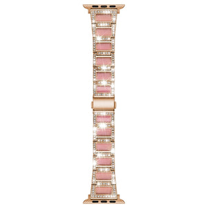 22mm Metal Opal Watch Band For Apple Watch Ultra 49mm / Series 8&7 45mm / SE 2&6&SE&5&4 44mm / 3&2&1 42mm(Rose Gold+Pink)