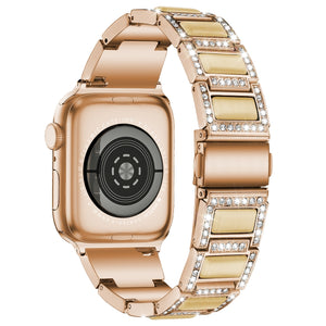 22mm Metal Opal Watch Band For Apple Watch Ultra 49mm / Series 8&7 45mm / SE 2&6&SE&5&4 44mm / 3&2&1 42mm(Rose Gold+Yellow)