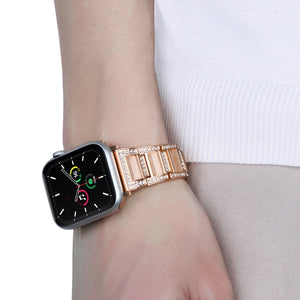 22mm Metal Opal Watch Band For Apple Watch Ultra 49mm / Series 8&7 45mm / SE 2&6&SE&5&4 44mm / 3&2&1 42mm(Rose Gold+Yellow)