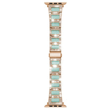 22mm Metal Opal Watch Band For Apple Watch Ultra 49mm / Series 8&7 45mm / SE 2&6&SE&5&4 44mm / 3&2&1 42mm(Rose Gold+Blue)