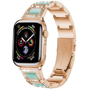 22mm Metal Opal Watch Band For Apple Watch Ultra 49mm / Series 8&7 45mm / SE 2&6&SE&5&4 44mm / 3&2&1 42mm(Rose Gold+Blue)