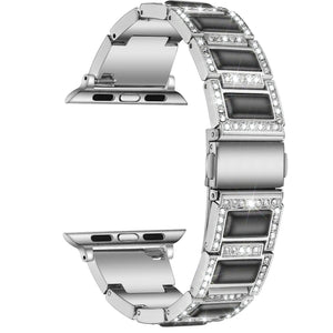 22mm Metal Opal Watch Band For Apple Watch Ultra 49mm / Series 8&7 45mm / SE 2&6&SE&5&4 44mm / 3&2&1 42mm(Silver Black)