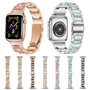 22mm Metal Opal Watch Band For Apple Watch Ultra 49mm / Series 8&7 45mm / SE 2&6&SE&5&4 44mm / 3&2&1 42mm(Silver Yellow)