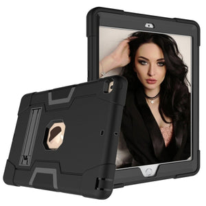 For iPad 10.2 Contrast Color Silicone + PC Combination Case with Holder(Black)