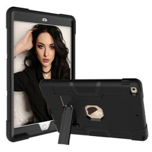 For iPad 10.2 Contrast Color Silicone + PC Combination Case with Holder(Black)