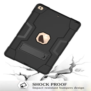 For iPad 10.2 Contrast Color Silicone + PC Combination Case with Holder(Black)