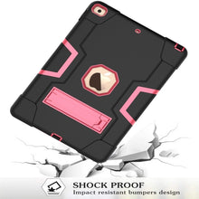 For iPad 10.2 Contrast Color Silicone + PC Combination Case with Holder(Black + Rose Red)