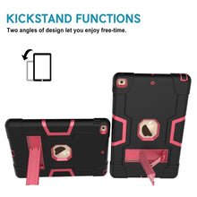 For iPad 10.2 Contrast Color Silicone + PC Combination Case with Holder(Black + Rose Red)