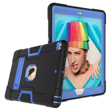 For iPad 10.2 Contrast Color Silicone + PC Combination Case with Holder(Black + Blue)