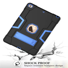 For iPad 10.2 Contrast Color Silicone + PC Combination Case with Holder(Black + Blue)