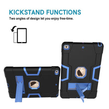 For iPad 10.2 Contrast Color Silicone + PC Combination Case with Holder(Black + Blue)