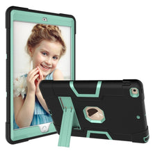 For iPad 10.2 Contrast Color Silicone + PC Combination Case with Holder(Black + Aqua)