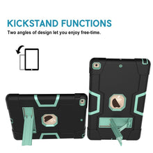 For iPad 10.2 Contrast Color Silicone + PC Combination Case with Holder(Black + Aqua)