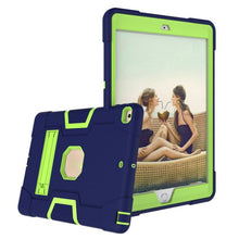 For iPad 10.2 Contrast Color Silicone + PC Combination Case with Holder(Navy Blue +Olivine)