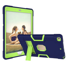 For iPad 10.2 Contrast Color Silicone + PC Combination Case with Holder(Navy Blue +Olivine)