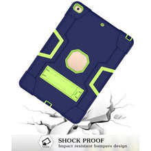 For iPad 10.2 Contrast Color Silicone + PC Combination Case with Holder(Navy Blue +Olivine)