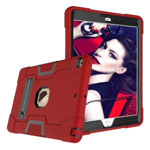 For iPad 10.2 Contrast Color Silicone + PC Combination Case with Holder(Red + Black)