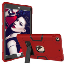 For iPad 10.2 Contrast Color Silicone + PC Combination Case with Holder(Red + Black)