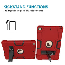 For iPad 10.2 Contrast Color Silicone + PC Combination Case with Holder(Red + Black)