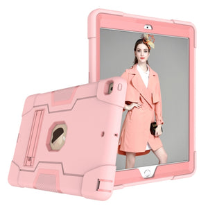 For iPad 10.2 Contrast Color Silicone + PC Combination Case with Holder(Rose Gold)