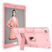 For iPad 10.2 Contrast Color Silicone + PC Combination Case with Holder(Rose Gold)