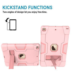 For iPad 10.2 Contrast Color Silicone + PC Combination Case with Holder(Rose Gold)