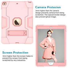 For iPad 10.2 Contrast Color Silicone + PC Combination Case with Holder(Rose Gold)